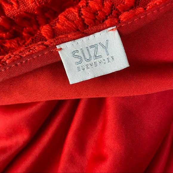 SUZY SHIER Dress Mini Lace Long Sleeve Red Size M - Picture 5 of 6